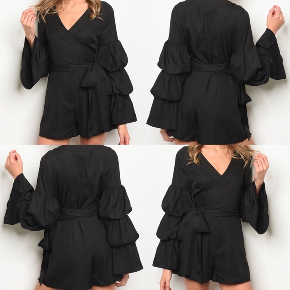 NWT Black Night Out Long Sleeve Wrap Around Romper - Picture 2 of 3